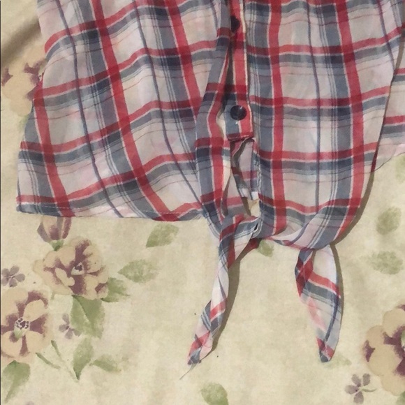 Front tie see through flannel shirt - Picture 4 of 4